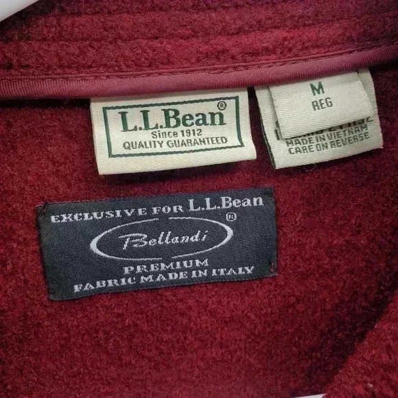 LL Bean Jacket Womens Medium Bellandi Boiled Wool Made In Italy Red Burgundy - Picture 2 of 10